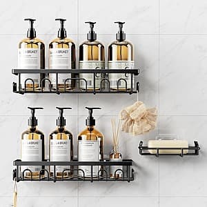 3-Pk Deyhoc Metal Shower Caddy Shelves (Black) $8 or less