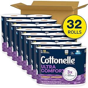 8-Pack 4-Count Cottonelle Toilet Paper Family Mega Rolls (Ultra Comfort) $22.60 w/ Subscribe & Save