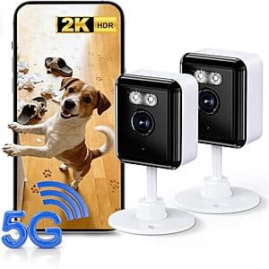 2-Pk Gianteye 2K Dual-Band WiFi Indoor Security Camera w/ Color Night Vision $17.55