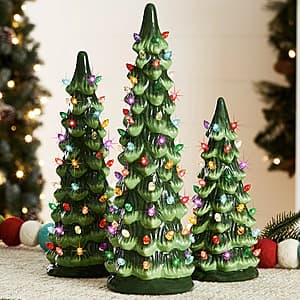 3-Piece Best Choice Products Pre-Lit Hand-Painted Ceramic Tabletop Christmas Trees $30