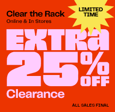 Nordstrom Rack storefront or sale signage featuring apparel, shoes, bags, and beauty products on display.
