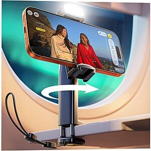 LISEN Phone Holder Travel Mount w/ LED Light for Planes & Travel $8