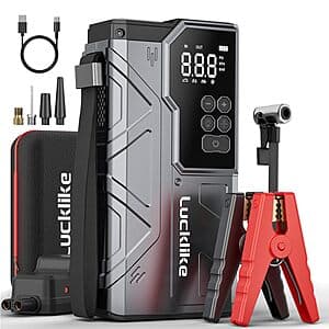 Lucklike W210 12V 6000A Peak Car Jump Starter with Air Compressor $35 + Free S&H