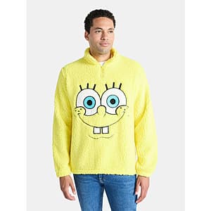 SpongeBob SquarePants Men's Plush Fleece Quarter Zip Sweatshirt $7