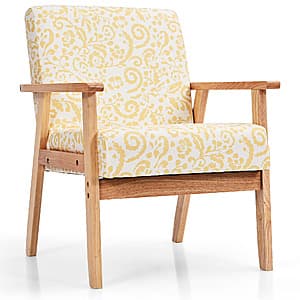 Costway Modern Accent Armchair Upholstered Lounge Chair (Yellow Floral) $39 + Free S/H