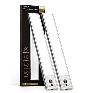 2-Pack Ezvalo 10" 120 Lumen Rechargeable Magnetic LED Motion Sensor Lights $10