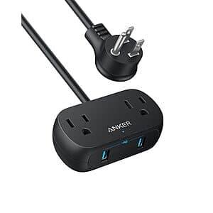 5' Anker PowerExtend USB Power Strip w/ 2x AC & 2x USB-A (Black or White) $10