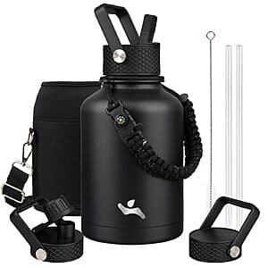 50-Oz Konokyo Insulated Double Wall Stainless Steel Water Bottle Flask w/ 3 Lids $16.40