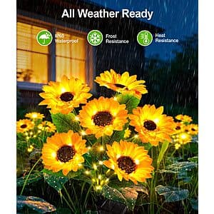 Prime Members: 4-Pack LETMY Sunflower Outdoor Solar Lights $18 + Free S&H