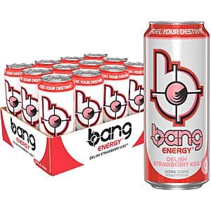 Select Accts: 12-Pk 16-Oz Bang Energy Sugar-Free Energy Drink (Delish Strawberry Kiss) $16.35 w/ S&S
