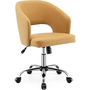 Giantex Upholstered Open-Back Swivel Desk Chair w/ Rocking & Adjustable Height (Yellow) $32.50 + Free Shipping