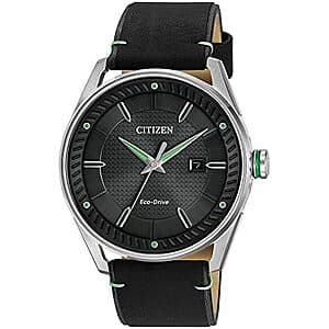 Citizen Men's Sport Casual 3-Hand Eco-Drive Watch w/ Black Leather Strap $165.25 + Free S&H