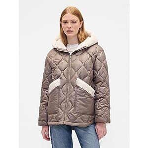 Gap Factory Women's 100% Recycled Relaxed Sherpa-Trim Jacket (Plymouth Rock) $17 + Free S&H on $50+