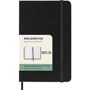 Moleskine Pocket Size (3.5" x 5.5") Classic 18 Month 2025-2026 Weekly Planner $7.20