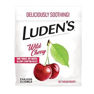 Select Accounts: 90-Ct Luden's Throat Lozenge (Wild Cherry) $2.45 w/ S&S