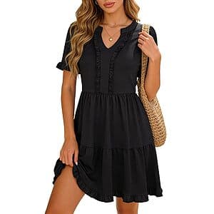 Berydress Women's V-Neck Short Sleeve Babydoll Mini Sundress (Various) $9.95