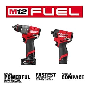 Milwaukee M12 FUEL 12V Brushless Hammer Drill & Impact Driver Kit w/ 4 Batteries $199 + Free S/H