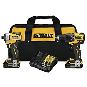 DEWALT ATOMIC 20V MAX Hammer Drill/Impact Kit w/ 2x 1.3Ah Batteries & Charger $134.50 + Free S&H