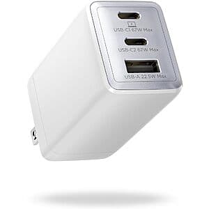 3-Port wegear 67W USB-C GaN Fast Charger w/ Foldable Plug (2x USB-C, 1x USB-A) $11.30