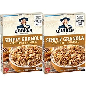 2-Pack 24.1-Oz Quaker Simply Granola (Oats, Honey, Raisins & Almonds) $7 w/ Subscribe & Save