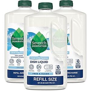 3-Pack 50-Oz Seventh Generation Hand Dish Wash Refill (Free & Clear) $15 w/ Subscribe & Save