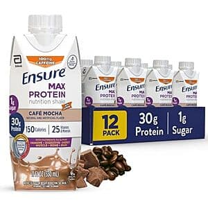 Select Accts: 12-Pk 11-Oz Ensure Max Protein Nutrition Shake (Cafe Mocha) $14.80 w/ S&S