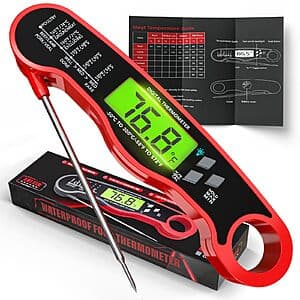 AWLKIM Waterproof Magnetic Digital Meat Thermometer w/ Backlight (Red or Orange) from $3.75