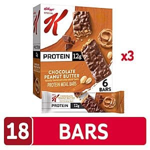 3-Pack 6-Count Special K 12g Protein Meal Bars (Chocolate Peanut Butter) $11.95 w/ Subscribe & Save