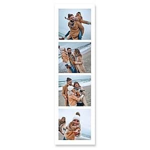 Set of four 2" x 7" glossy photo strips in various colors showing sample prints.