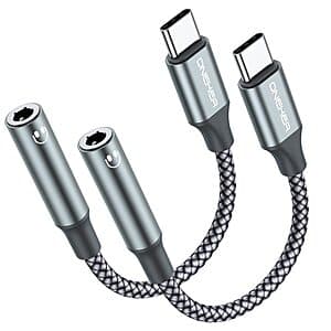 2-Pack OneKer USB Type C to 3.5mm Headphone Jack Adapter $6