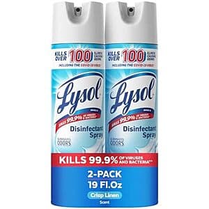 Select Accounts: 2-Pk 19-Oz Lysol Disinfectant Spray (Crisp Linen) $6.50 w/ S&S