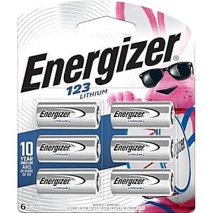 6-ct Energizer Lithium CR123A Battery $9.95 w/ S&S