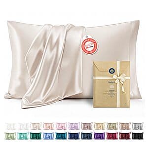 2-Ct Bedsure Queen Size Satin Pillowcases (20" x 30", Beige) $4
