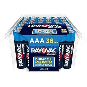 Select Accts: 36-Pk Rayovac High Energy AAA Alkaline Batteries $5.20 w/ S&S
