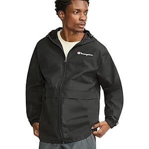 Champion Men's Stadium Full-Zip Wind & Water-Resistant Jacket (Black) $20