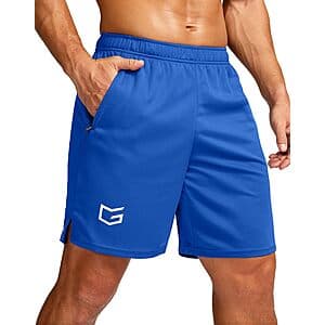 G Gradual Men's 7" Quick Dry Lightweight Athletic Shorts with 2-zipper pockets in multiple inseam options (5", 7", 9").