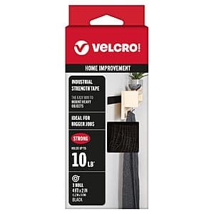 VELCRO 4'x2'' Roll Indoor/Outdoor Industrial Strength Tape (Black) $3.95