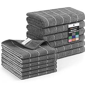 12-Pk Homaxy Microfiber Kitchen Towels + Dishcloths Set $8.50