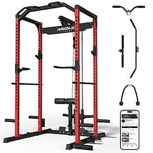 Mikolo Power Rack Cage w/ LAT Pulldown System (1200-Lbs Capacity) $275.50 + Free Shipping