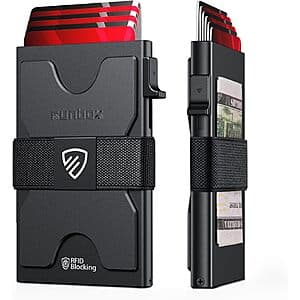 Runbox Men's Slim Aluminum RFID Card Holder Wallet w/ Pop-up Function (Matte Black) $5