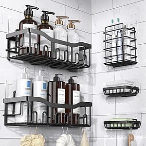 5-Pc Eudele Rustproof Stainless Steel Shower Caddy Organizers (Black) $5.70