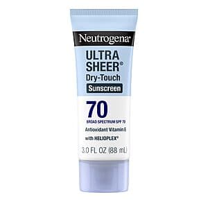 3-Oz Neutrogena Ultra Sheer Dry-Touch Sunscreen w/ Broad Spectrum SPF 70 $6.55 w/ S&S