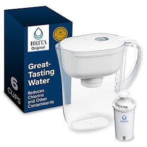 6-Cup Brita Water Filter Pitcher w/ 1 Standard Filter (White) $13.55