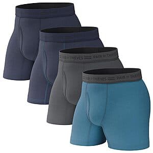 4-Pack Pair of Thieves Men's Boxer Briefs Soft Cotton Tagless Underwear (Various) $14