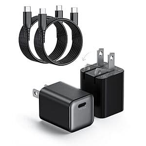 2-Pk Wegear 30W USB-C GaN III Wall Charger Block & Cable (Black or White) $10