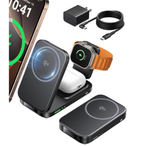 INIU 3-in-1 Qi2 MagSafe Foldable Wireless Charging Station (Black) $18.35