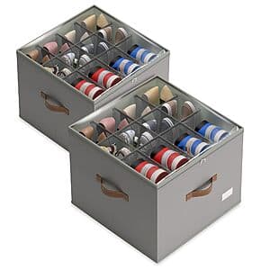 2-Pk Vincona Foldable Shoe Organizer w/ Clear Cover: X-Large $20, Large $15.50
