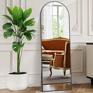 59" x 16" EDX Arched Full Length Floor Mirror (Black or Gold) $26