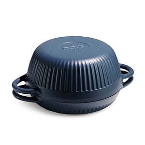 Tramontina Mesa 4-quart enameled cast iron bread oven with matching lid in black or blue finish.