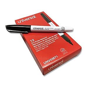 12-Pack Universal Fine Bullet Tip Dry Erase Marker (Black) $2.50 + Free Shipping w/ Prime